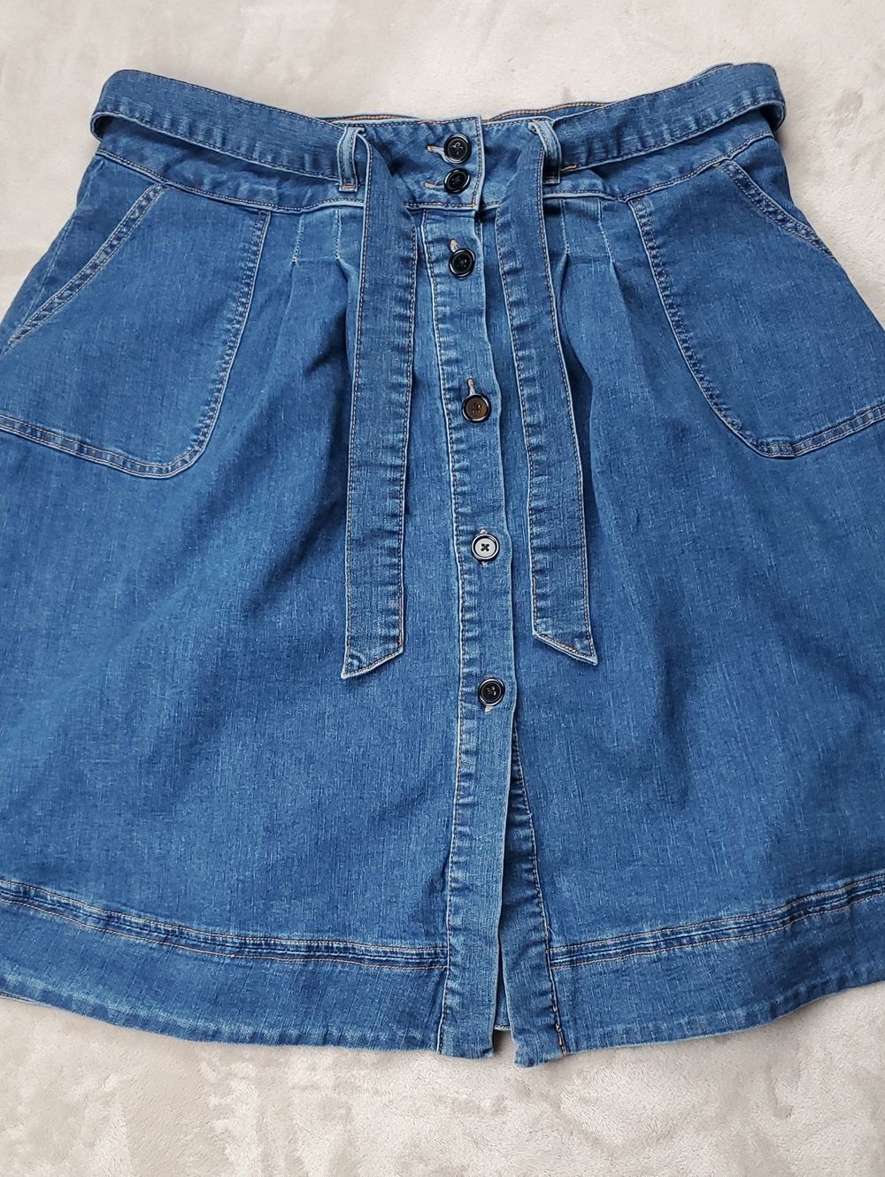 Eloquii | Women's Size 18 | A-Line Button Front Denim Skirt | Stretch Blue